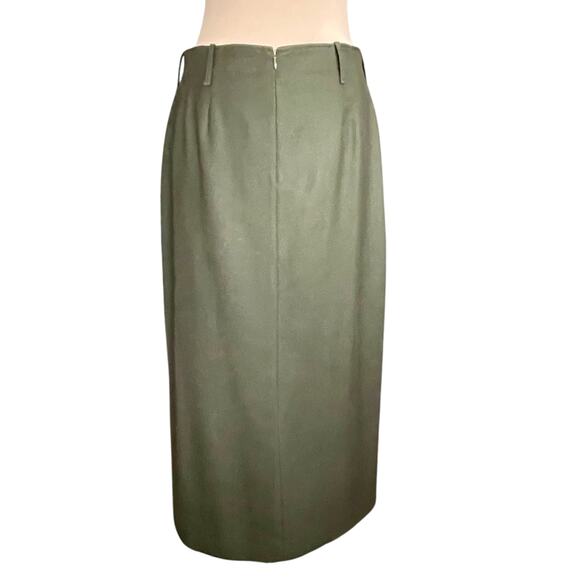 J. McLaughlin for Sanyo Olive Green 100% Wool Midi/Maxi Straight Skirt Size 14 - Picture 3 of 8